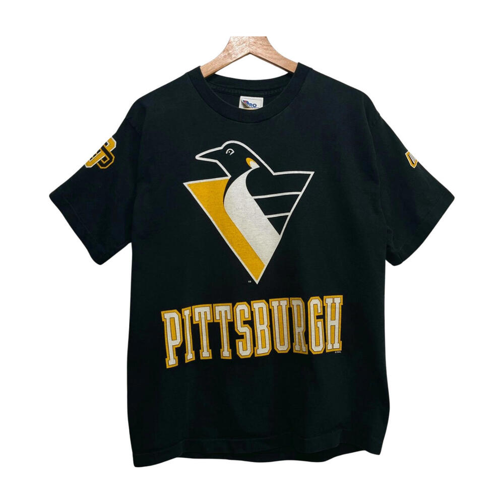 Vintage 90s NHL Pittsburgh Penguins ProPlayer Black T-shirt Kids Size L